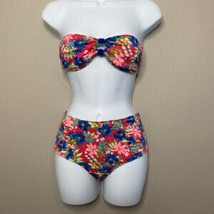 Hollister Floral Bandeau High Waisted Bikini XS